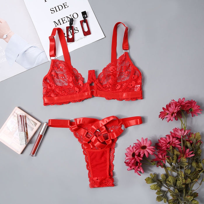 Women's Sexy Lace Lingerie Triangle Cup Underwear Set