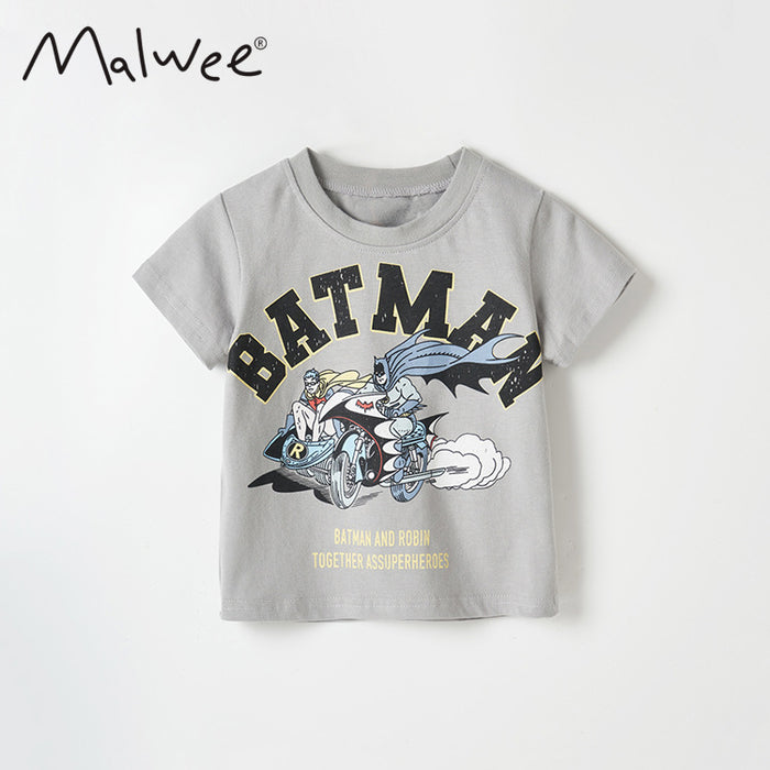 Children's short sleeved T-shirt cartoon round neck top boy's bottom shirt