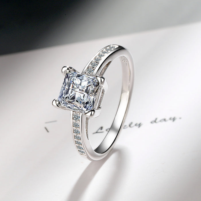 New Simple Four-Claw Square Zircon Proposal Ring