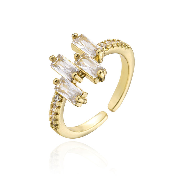 New Colorful Personalized Zircon Geometric Split Ring