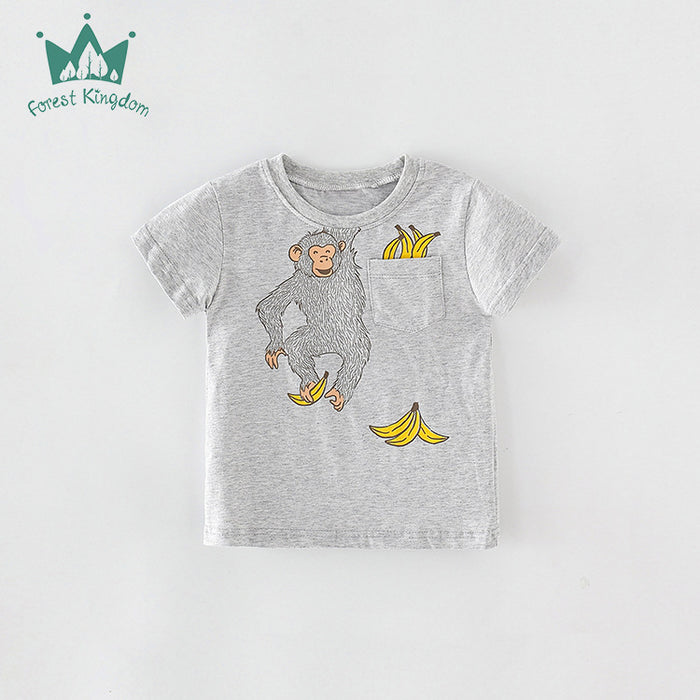 Boys' cotton short sleeve cartoon top