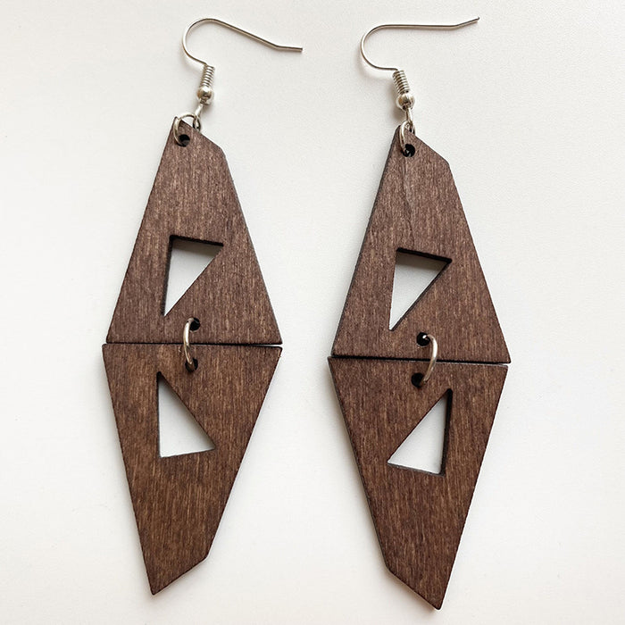 New Wooden Simple Hollow Out Ethnic Style Women's Earrings