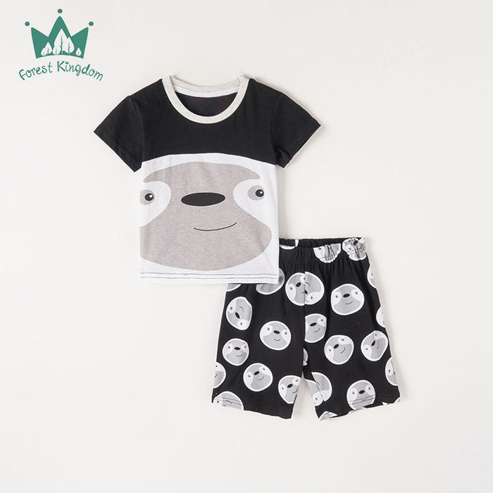 Children's short sleeve suit cotton cartoon two-piece set