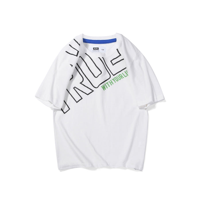 Off shoulder loose T-Shirt Top children's Casual Short Sleeved Shirt