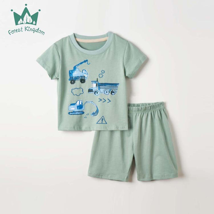 Children's set boys' and girls' short sleeved shorts two-piece set