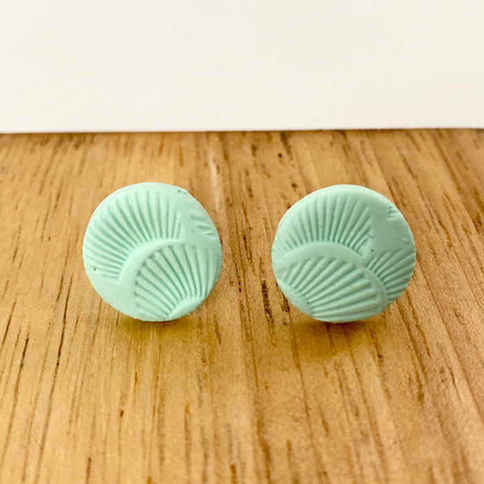 Geometric Round Soft Pottery Embossed Fashion Handmade Clay Earrings