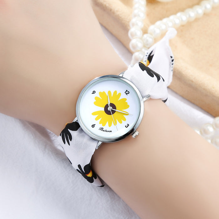 Fashion Daisy Ribbon Winding Cloth Bandage Women's Watch Llz20800