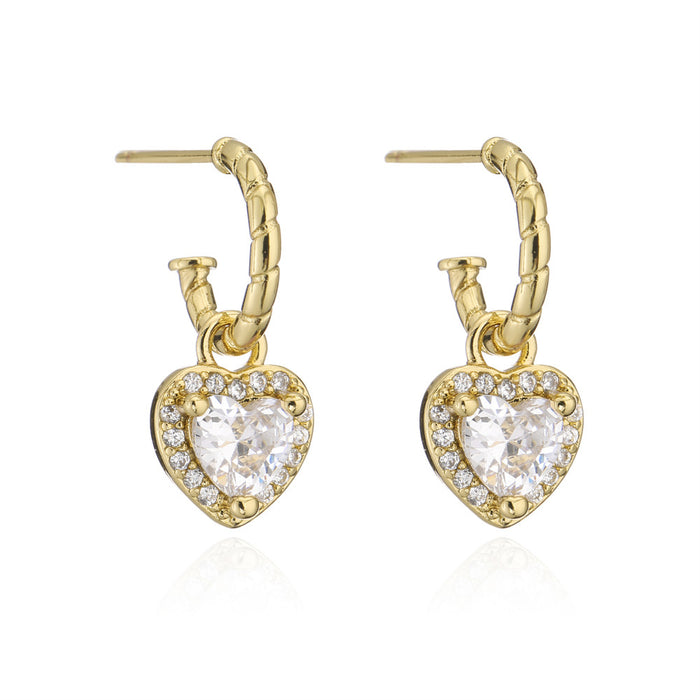 Popular gold zircon love female Earrings