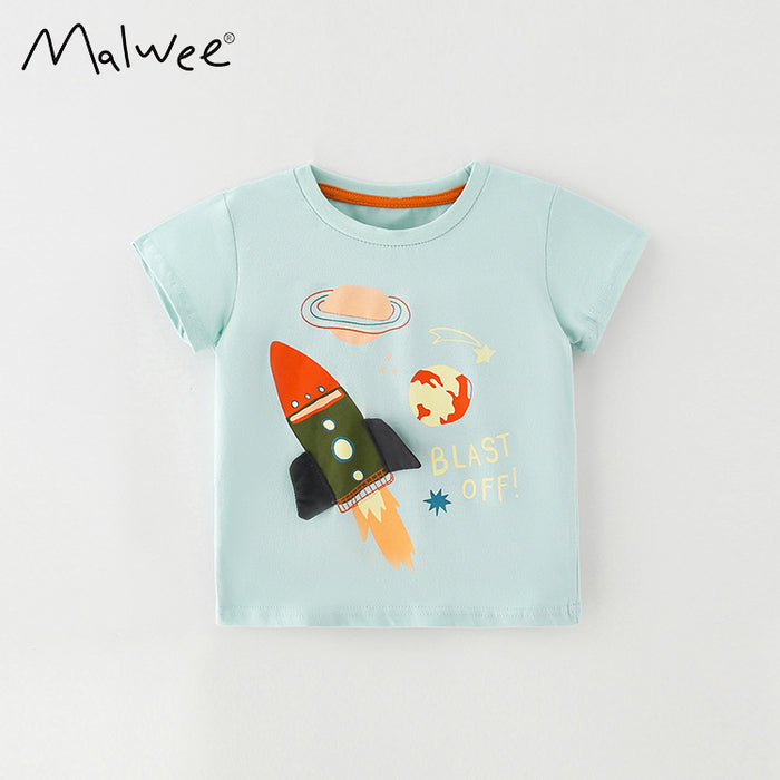 Boys' cartoon cotton short sleeve round neck T-shirt boys' T-shirt