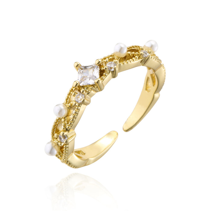 New Fashion Gold Color Zircon Geometric Open Ring
