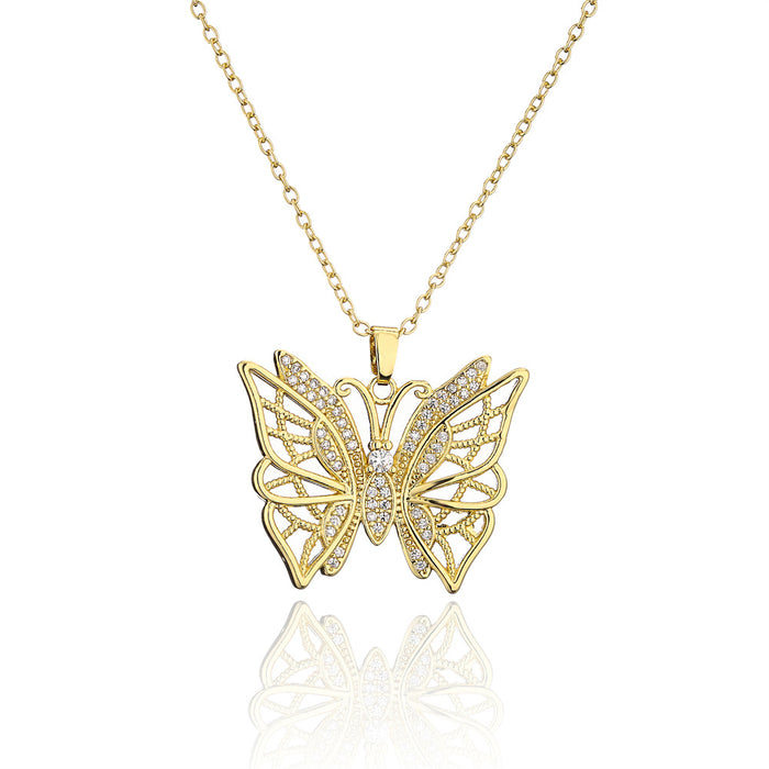 New Fashion Zircon Butterfly Pendant Necklace