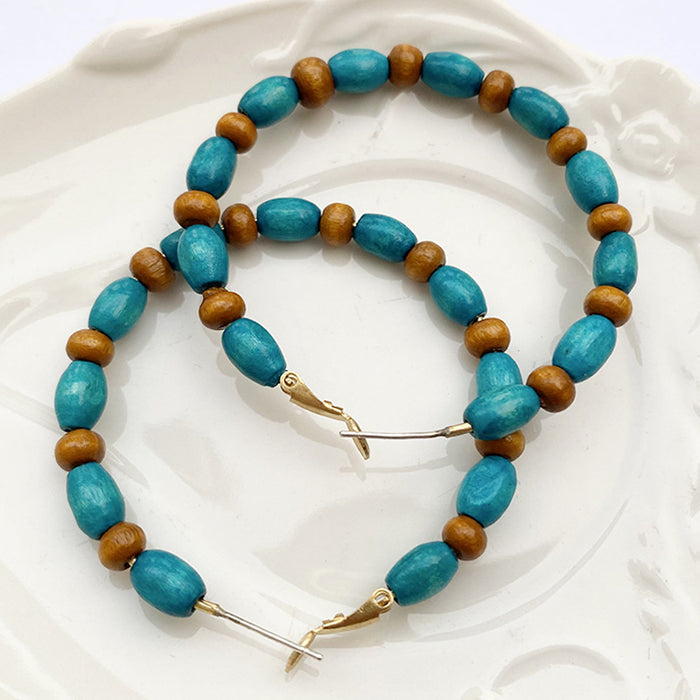 Retro Personality Wooden Ethnic Style Round Women's Earrings