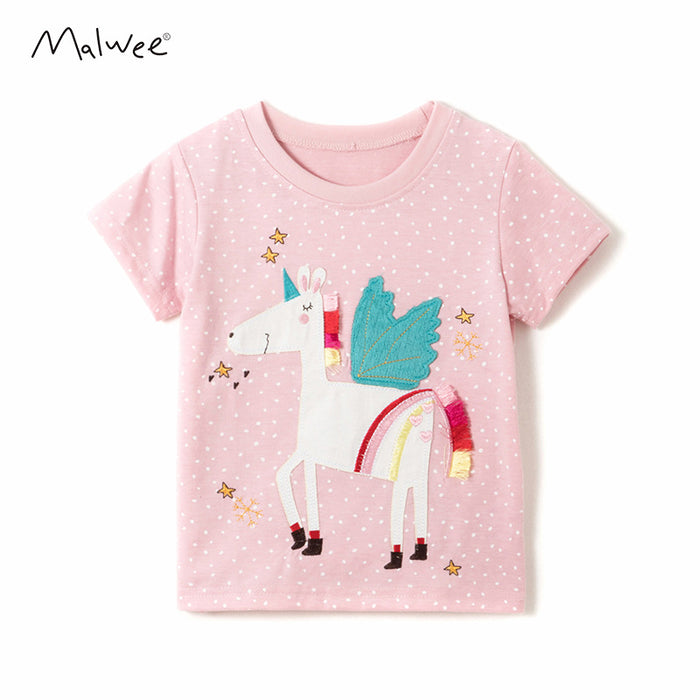 Children's short sleeved T-shirt girl's top cute pony clothes
