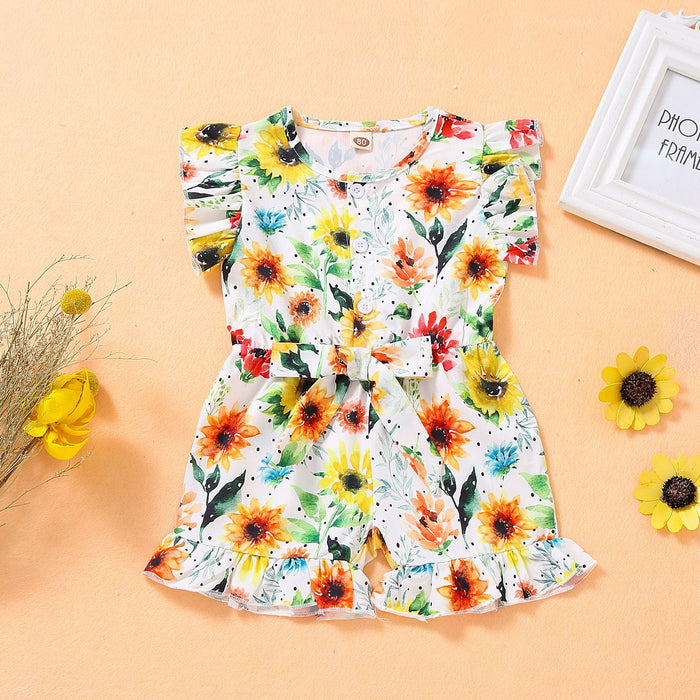 Sunflower print girls' BODYSUIT