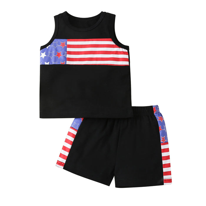 Striped vest Capri Pants hair band three piece set