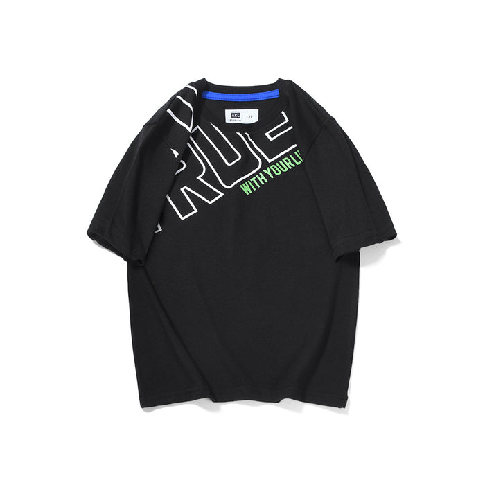 Off shoulder loose T-Shirt Top children's Casual Short Sleeved Shirt