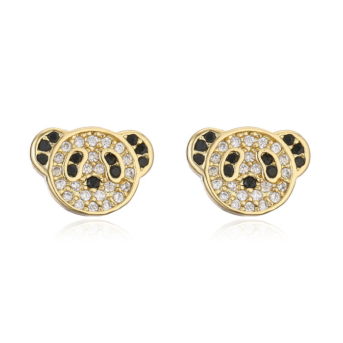 Fashion Personality Gold Color Zircon Cute Animal Stud Earrings