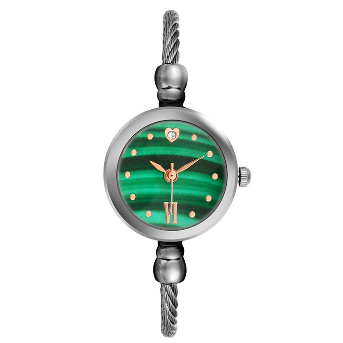 Fashion Retro Small Fine Steel Ribbon Round Small Green Watch Bracelet Watch Llz20805