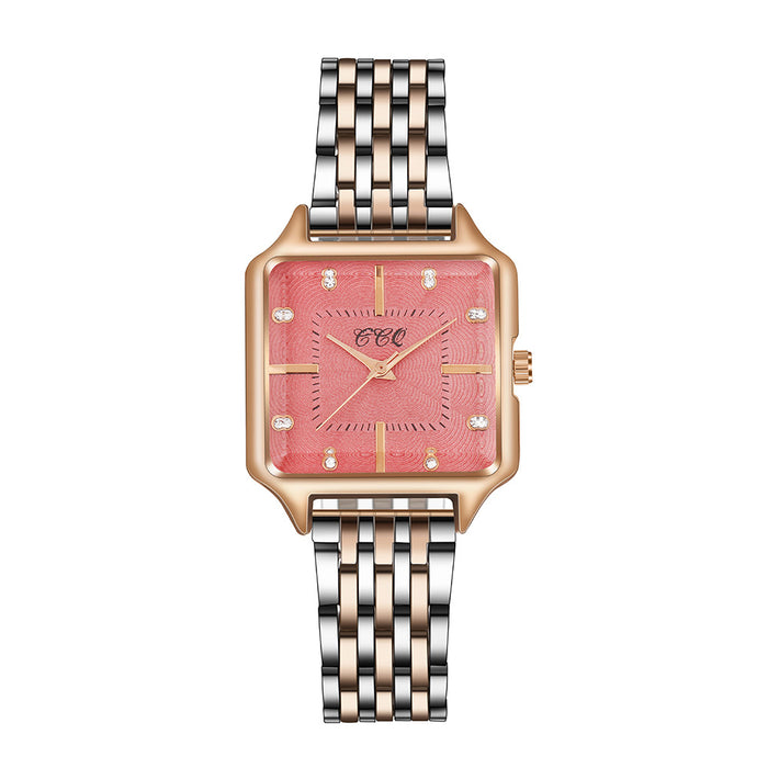 New Simple Square Dial Time Quartz Steel Band Watch Llz20788