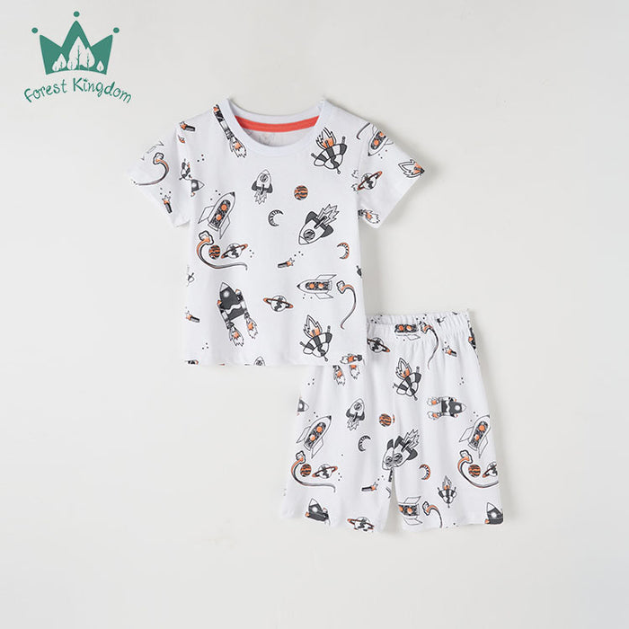 Boys' cotton cartoon short T shorts two piece set