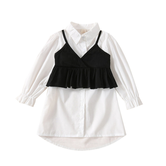 White shirt skirt children's suit