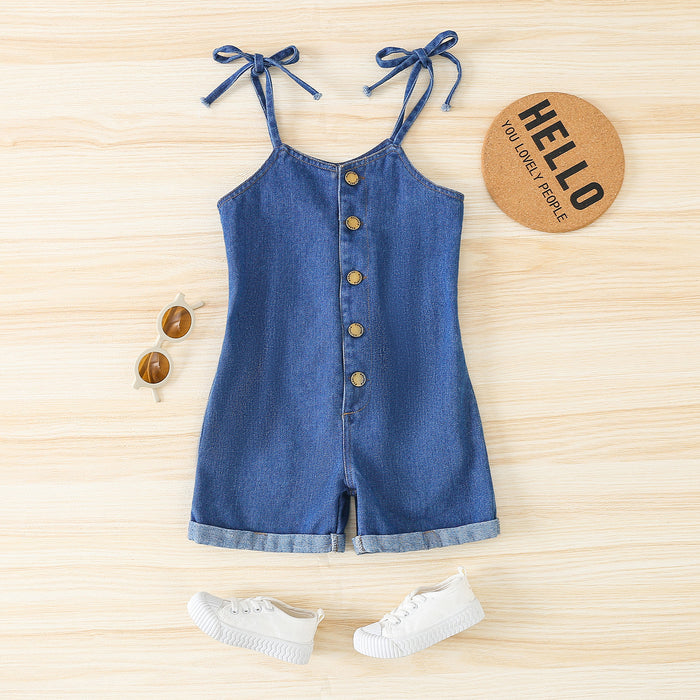 Sleeveless suspender Khaki single breasted climbing suit flat foot solid color Jumpsuit