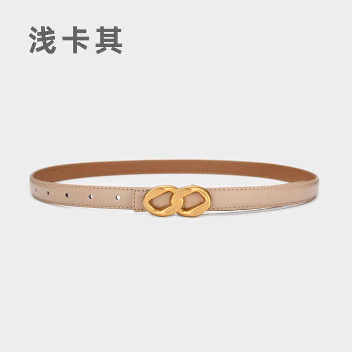 Sexual Figure Eight Smooth Buckle Thin Belt Women's Decoration with Dress Retro Small Belt