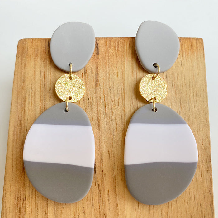 Pearl Gray Clay Soft Pottery Earrings Earrings Earrings Earrings Jewelry Irregular Geometry