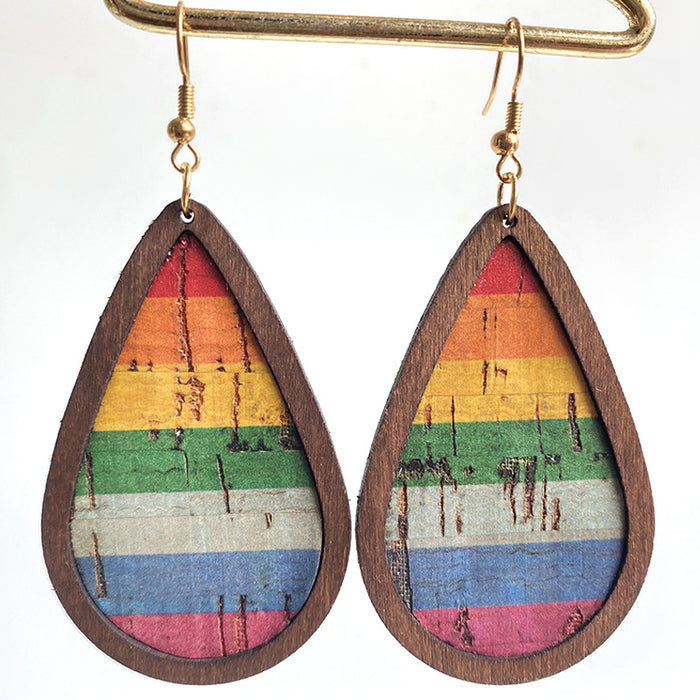 Simple Vintage Wood Grain Drop Shape Women's Earrings