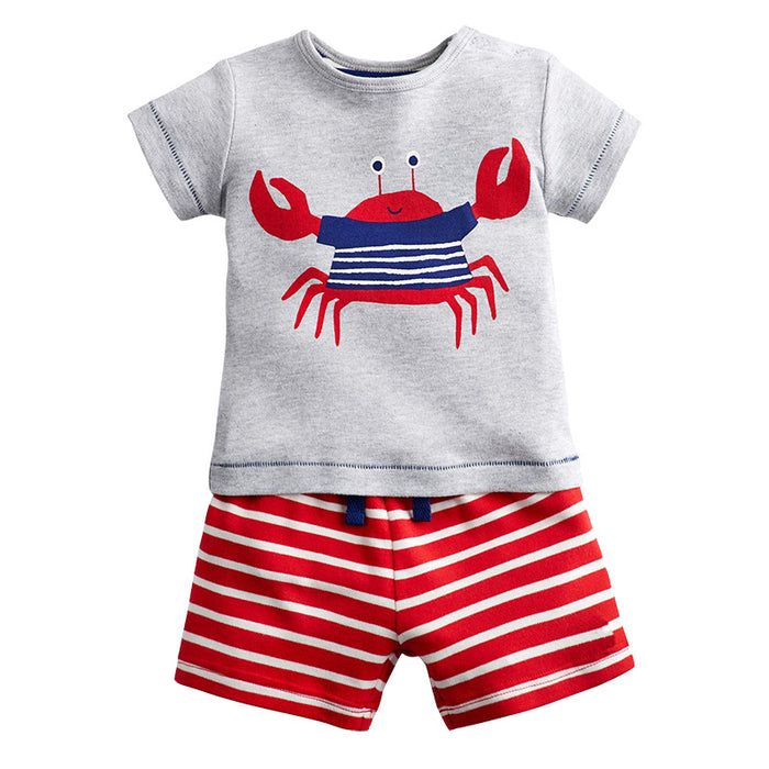 Children's T-shirt set short sleeve knitted cotton cartoon shorts two-piece set