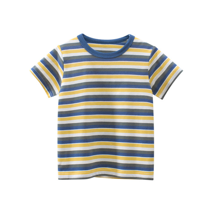 Children's short sleeved T-shirt half sleeved striped top
