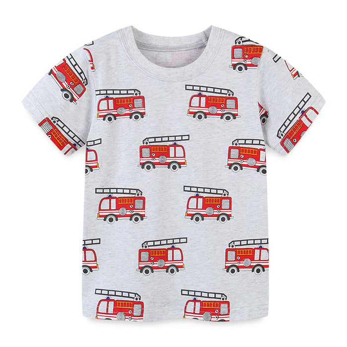 Small and medium-sized children's round neck cartoon children's T-shirt boys' T-shirt