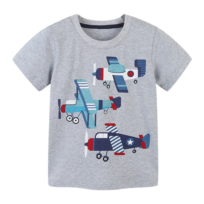 Round neck boys' T-shirt cartoon