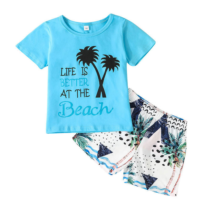 Summer Beach Shorts Top Two-piece Set for Boys