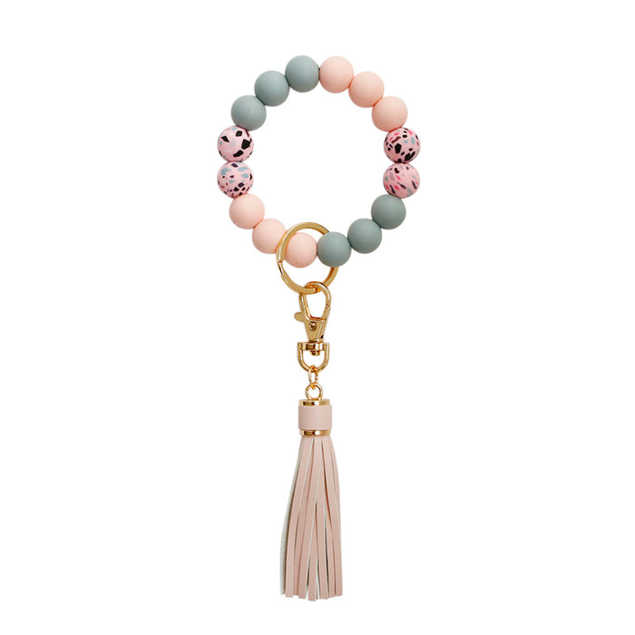 New Fringe Silicone Bead Bracelet Keychain