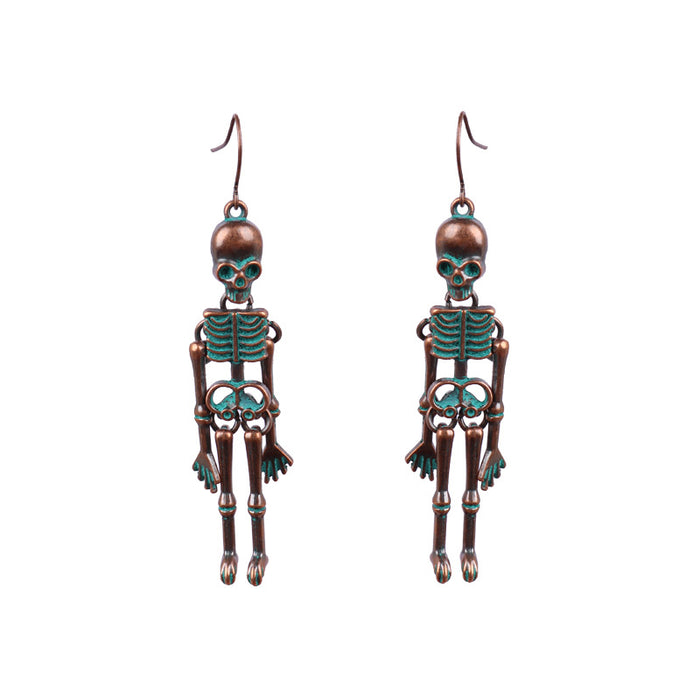 Retro Punk Skull Human Skeleton Earrings