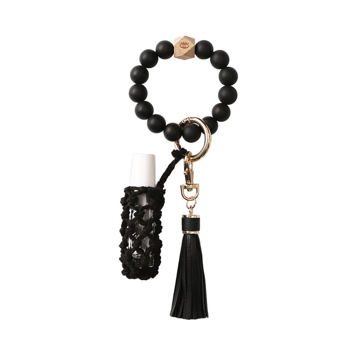 New Tassel Wood Bead Bracelet Silicone Bracelet Key Chain