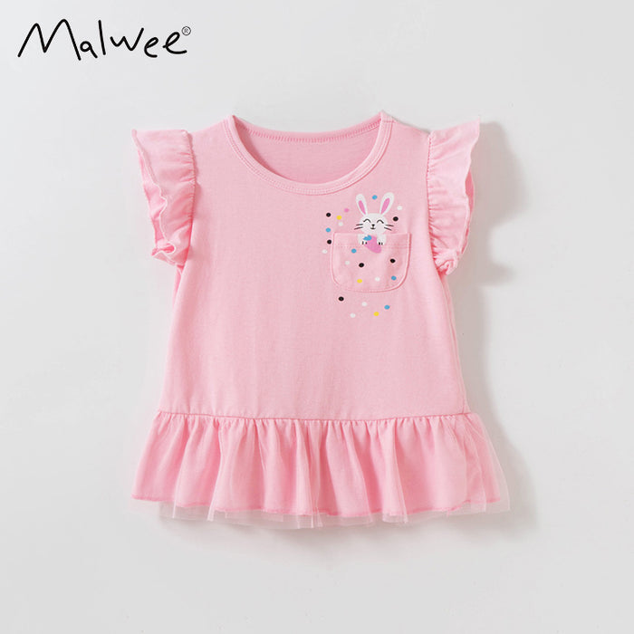 Children's short sleeved T-shirt cotton girls' top