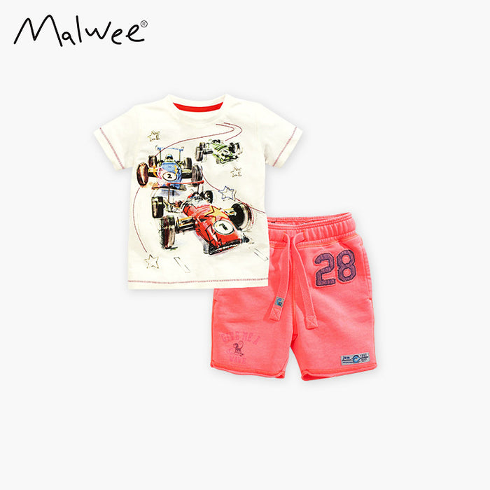 Boys' handsome suit cotton shorts short sleeve two piece set