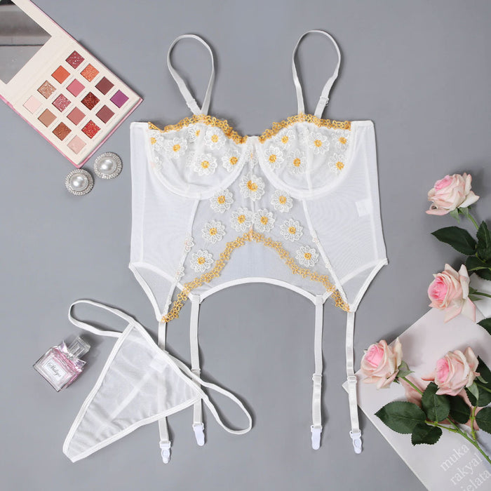 Women Lace Embroidered Underwear Fashion Sexy Lingerie Set