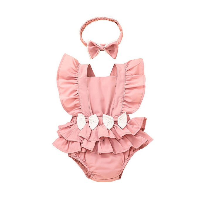 Baby Girl Pink Jumpsuit Headband Set