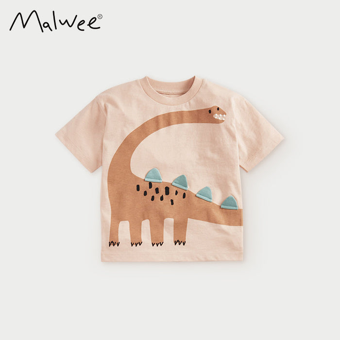 Small and medium-sized boys' cartoon cotton short sleeve round neck T-shirt handsome T-shirt