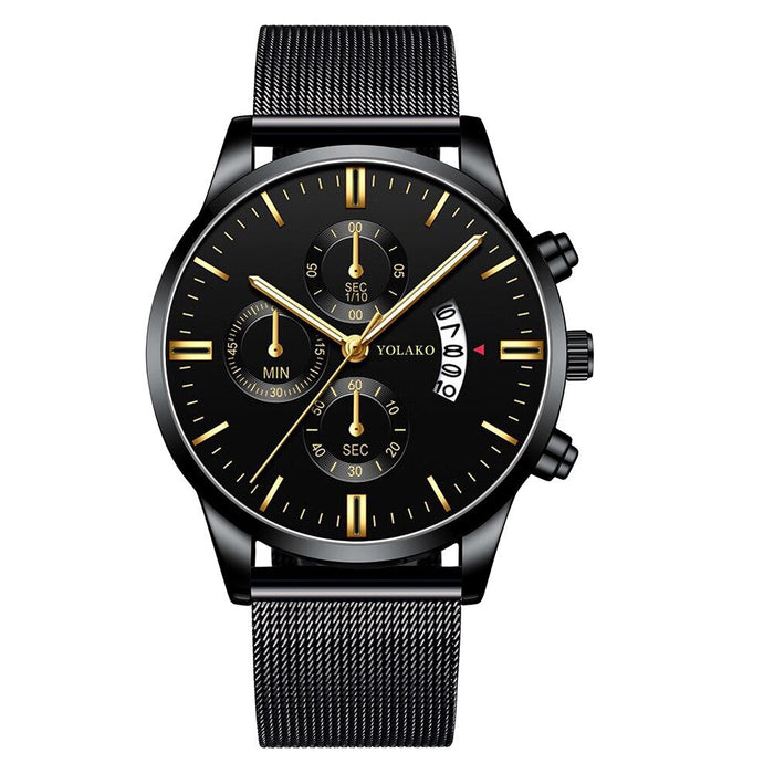 Men's Wrist Watches Stainless Steel Mesh Belt Quartz Watch Ultra Thin Business Clock
