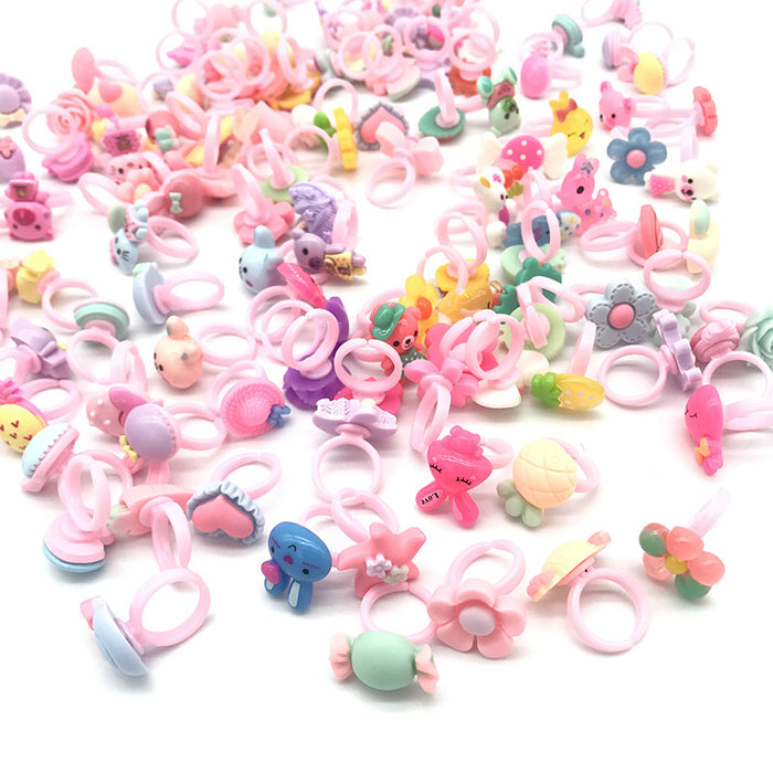500Pcs Children's Candy Flower Animal Bow Shape Rings