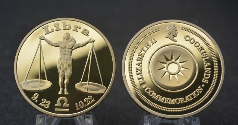 3 Sets Embossed 12 zodiac Gold Plated Commemorative Coins