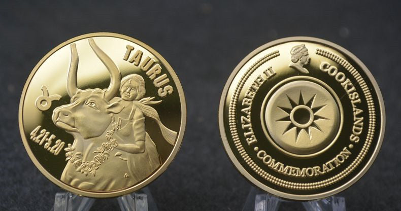 3 Sets Embossed 12 zodiac Gold Plated Commemorative Coins