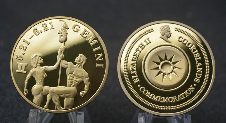 3 Sets Embossed 12 zodiac Gold Plated Commemorative Coins