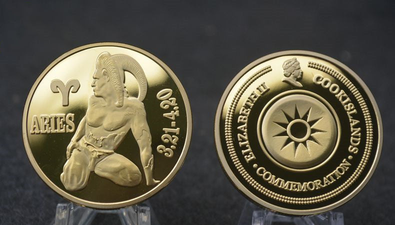 3 Sets Embossed 12 zodiac Gold Plated Commemorative Coins