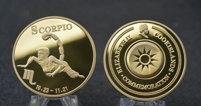 3 Sets Embossed 12 zodiac Gold Plated Commemorative Coins