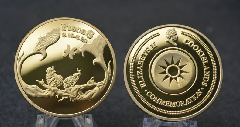 3 Sets Embossed 12 zodiac Gold Plated Commemorative Coins